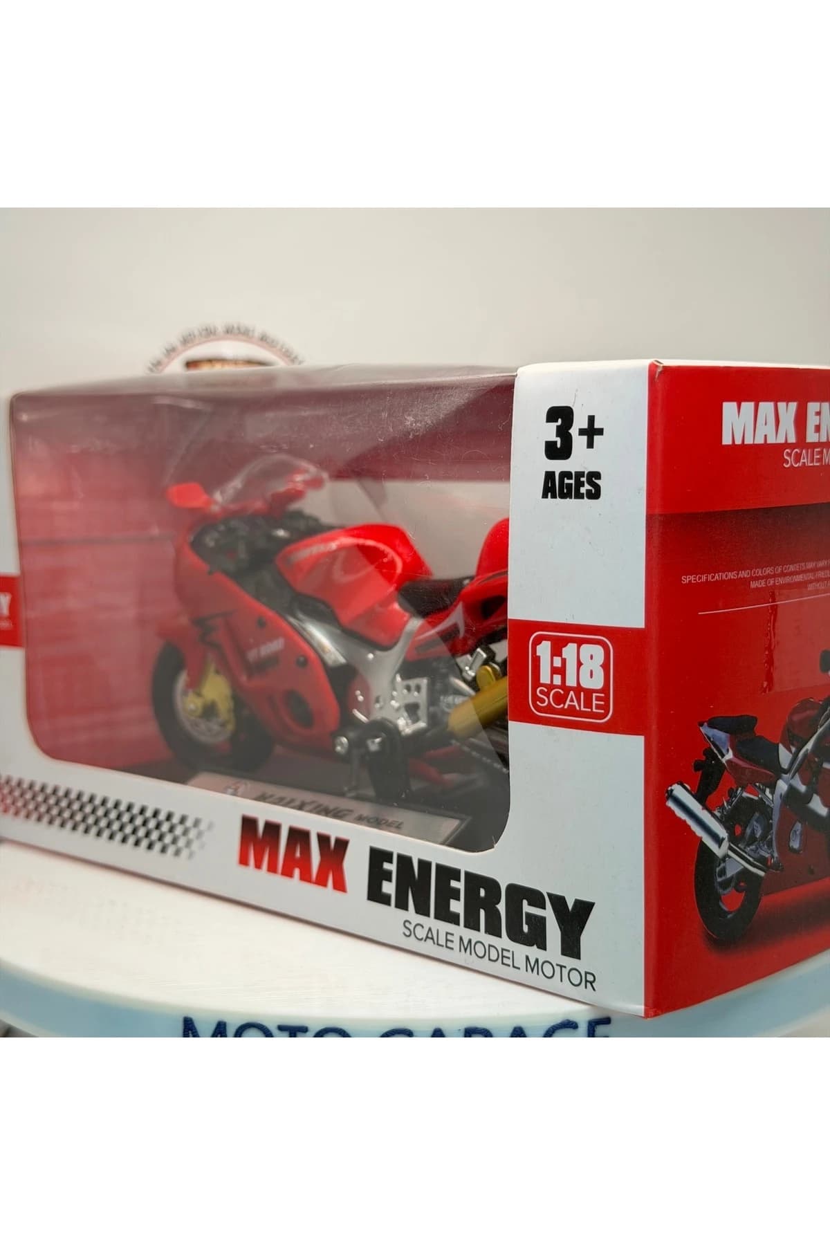 Alloy Model Kırmızı Yarış Motosikleti 1:18 Ölçek (12cm) Standlı Metal Diecast Oyuncak — fotoğraf 8