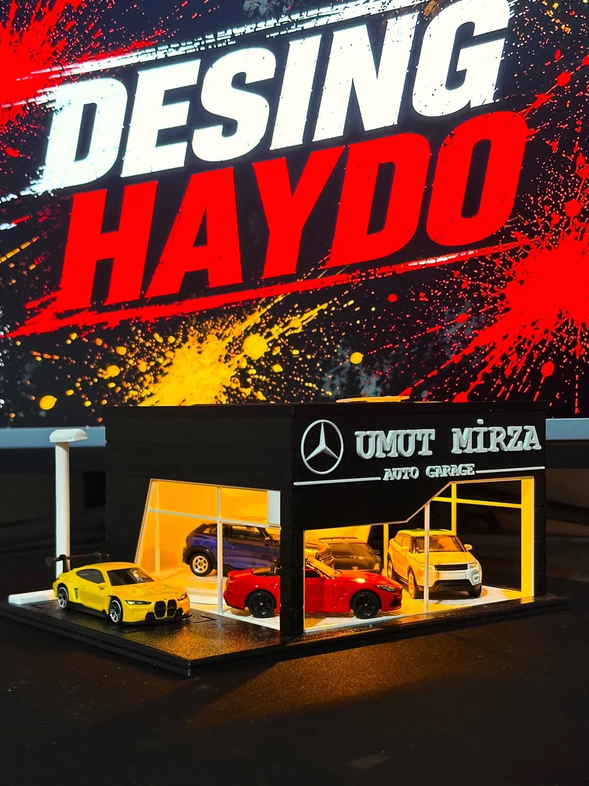 Kişiye özel tasarlanabilir Hotwheels 1:64 ölçek garaj maketi