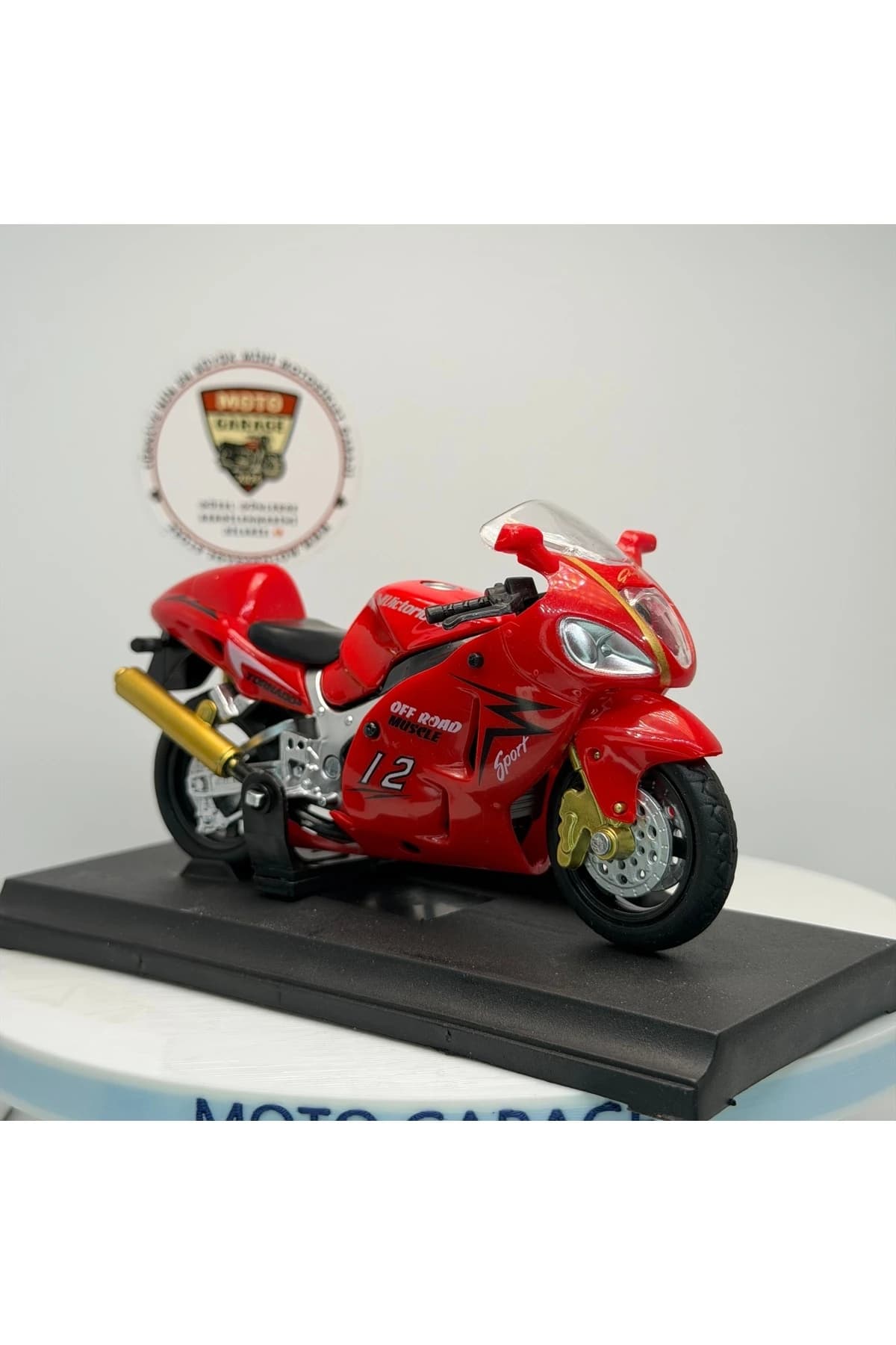 Alloy Model Kırmızı Yarış Motosikleti 1:18 Ölçek (12cm) Standlı Metal Diecast Oyuncak